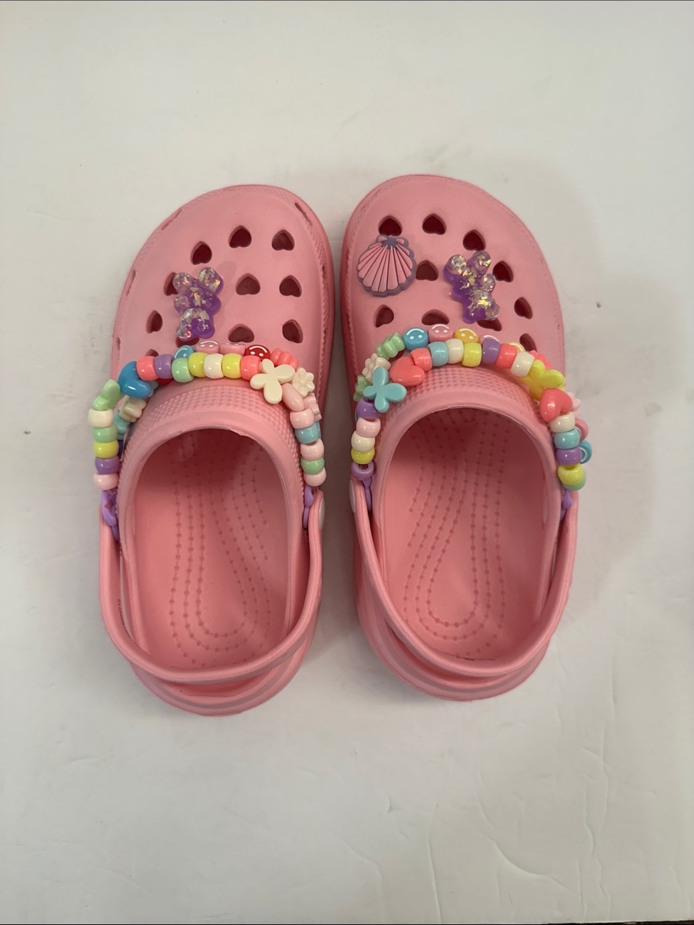 Kids' Pastel Pink Beaded Charm Clog Water Shoes Size 13